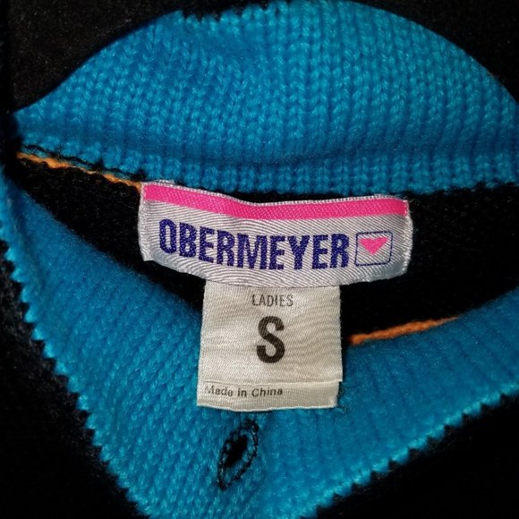 Vintage Obermeyer Wool Blend 'Tic Tac Toe' Mock Turtleneck Ski Sweater - Picture 8 of 9